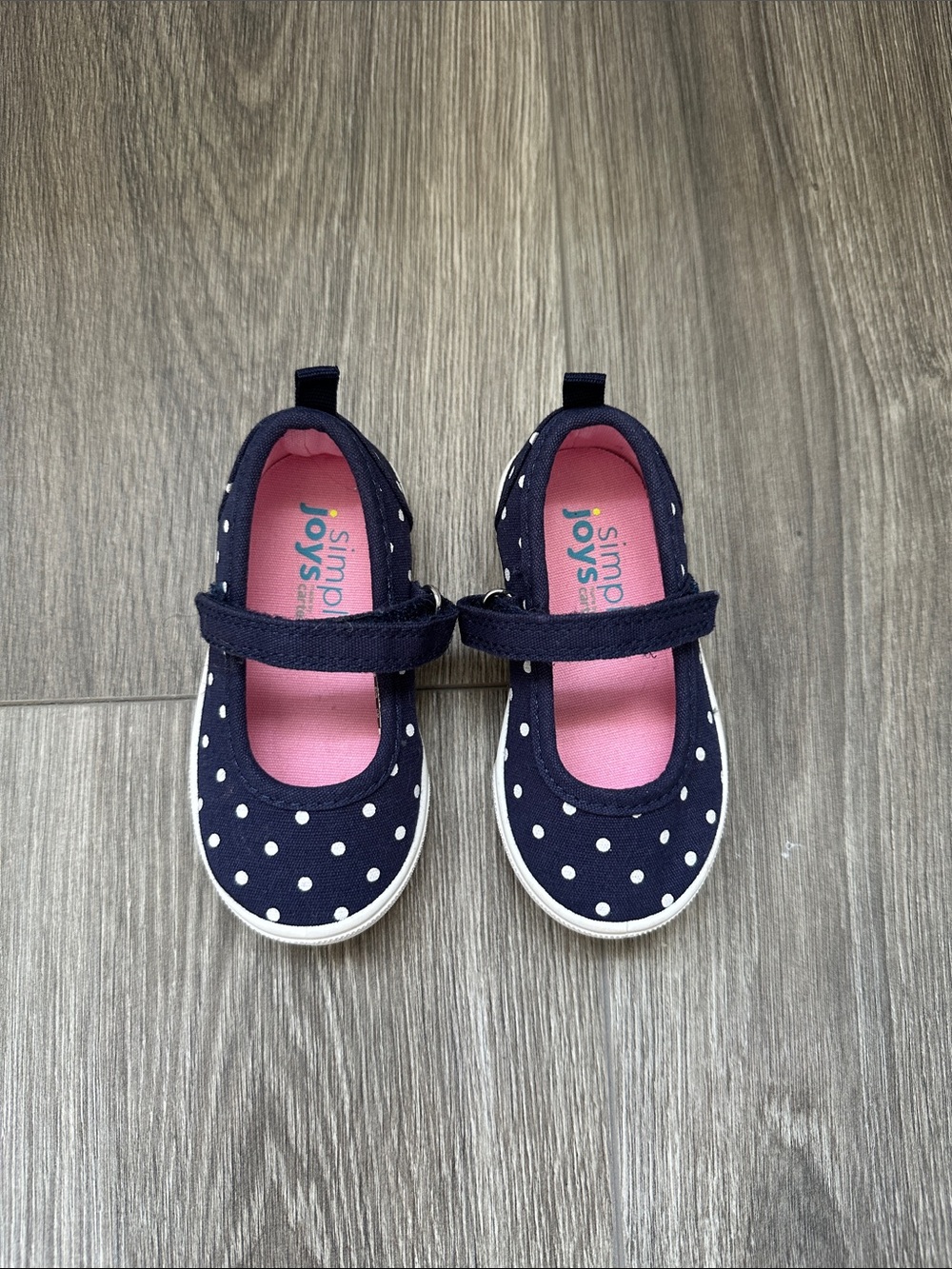 Toddler Navy Polka Dot Mary Jane Sneakers with Pink Insole